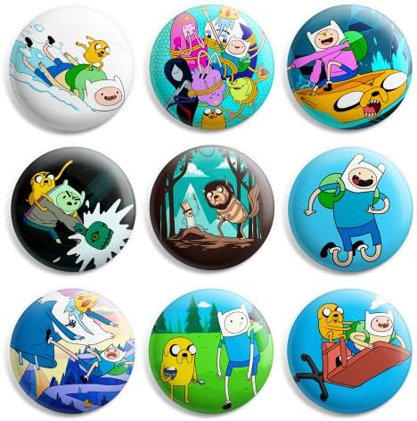 Adventure Time Fin Jake Pinback Buttons Pin Badges 1 Inch (25mm) - Pack of 9
