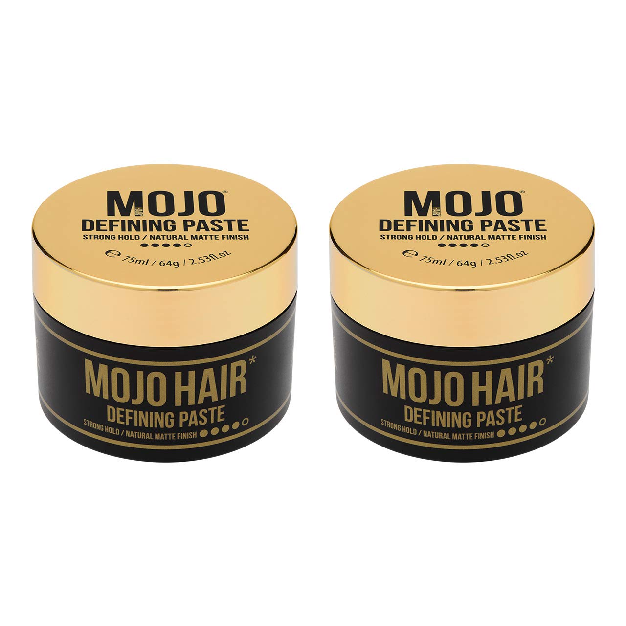 MOJO Hair Defining Paste 2 x Pack,Strong Hold - Matte Finish, For all Men’s Hair Styles,Delivers Texture,Style Volume and All Day Control,Luxury Fragrance,Washes Out With Ease, 2xPack 75ml/64g