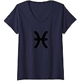 Womens Pisces Symbol Zodiac Sign Horoscope V-Neck T-Shirt