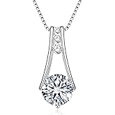 Moissanite Necklace for Women, 18K White Gold Plated Sterling Silver 1-3 Carat D Color Lab-Created Simulated Diamond Pendant Anniversary Birthday Christmas Jewelry Gift for Her Mom Wife, 18+2 Inch