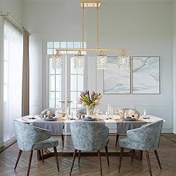 BONLICHT Modern Crystal Linear Chandelier4 Light