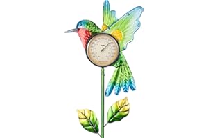 WONDER GARDEN Hummingbird Outdoor Thermometers - Metal Decorative Thermometer Outdoor Garden Stake for Outside Patio Yard Lawn Decorations