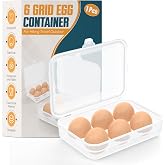 ZPU Egg Holder Camping, 1Pcs 6 Grid Egg Container, Plastic Egg Carrier for Camping Picnic Travel Outdoor Refrigerator Kitchen, Protective Egg Storage Case, Clear White
