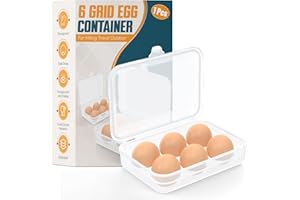 ZPU Egg Holder Camping, 1Pcs 6 Grid Egg Container, Plastic Egg Carrier for Camping Picnic Travel Outdoor Refrigerator Kitchen, Protective Egg Storage Case, Clear White