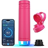 HidrateSpark PRO 2 – Smart Hydration Bottle with Drink Reminders & Water Tracking, 21oz Stainless Steel – Syncs with Apple Health, Fitbit, Smart Rings & Watches - Bundle Lid - Flamingo