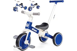 aiwo 5in1 Tricycle for Toddlers 1-3, Toddler Balance Bike for 1 to 4 Year Old Kids Boys Girls First Gift, Ride-on Toys Toddler Bike with Push Handle (Steering)