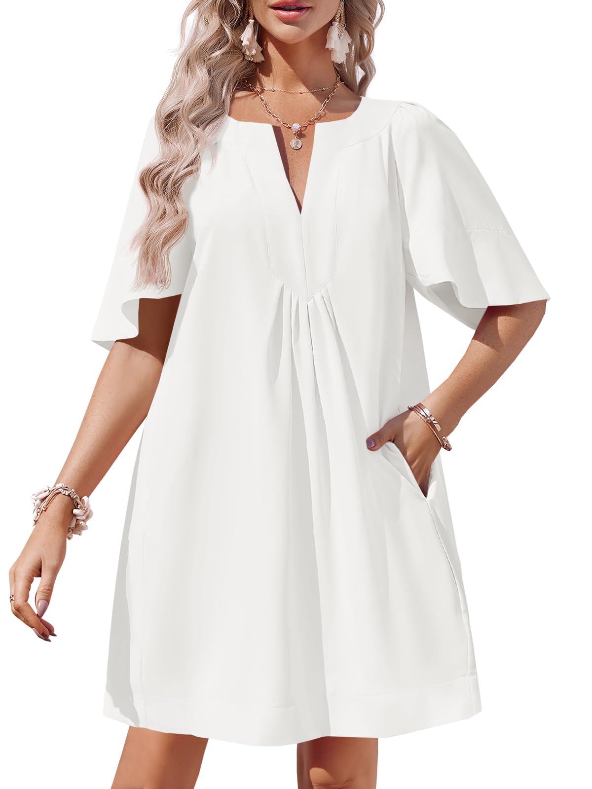 Wenrine Womens Blue Flowy Tiered  Midi Dress