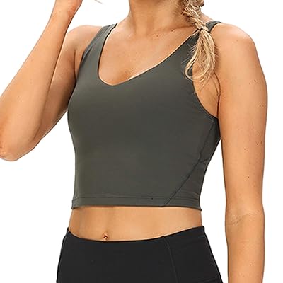 Crop workout tank with built in bra Clearance