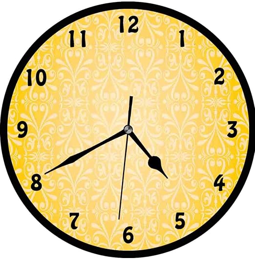 Amazon Com Yellow Diagonal Swirling Ornate Victorian Damask Patterns On Retro Background Graphic Desing Home Wall Clock Nice For Gift Or Office Home Unique Decorative Clock Wall Decor 12in With Frame Yellow Home