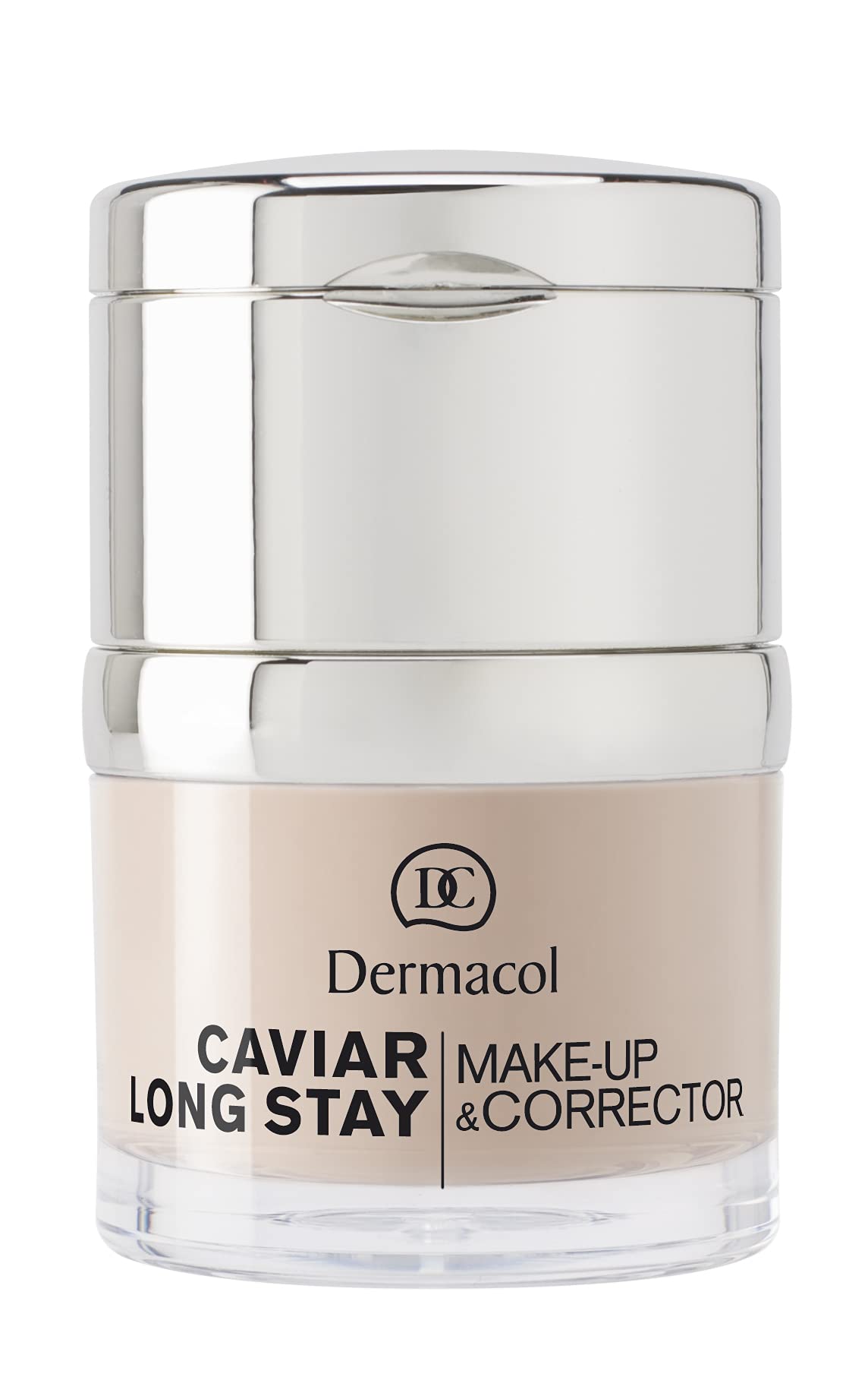 Dermacol 2-in-1 Long-Stay Foundation & Concealer with Caviar Extract - Long Lasting, Hypoallergenic, Non-Oily Smoothing Corrector for Dark Spots - Hydrating Full Coverage Cream, Matte Finish - Pale