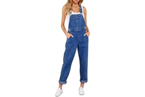 Vetinee Womens Classic Adjustable Straps Pockets Denim Bib Overalls Jeans Pants