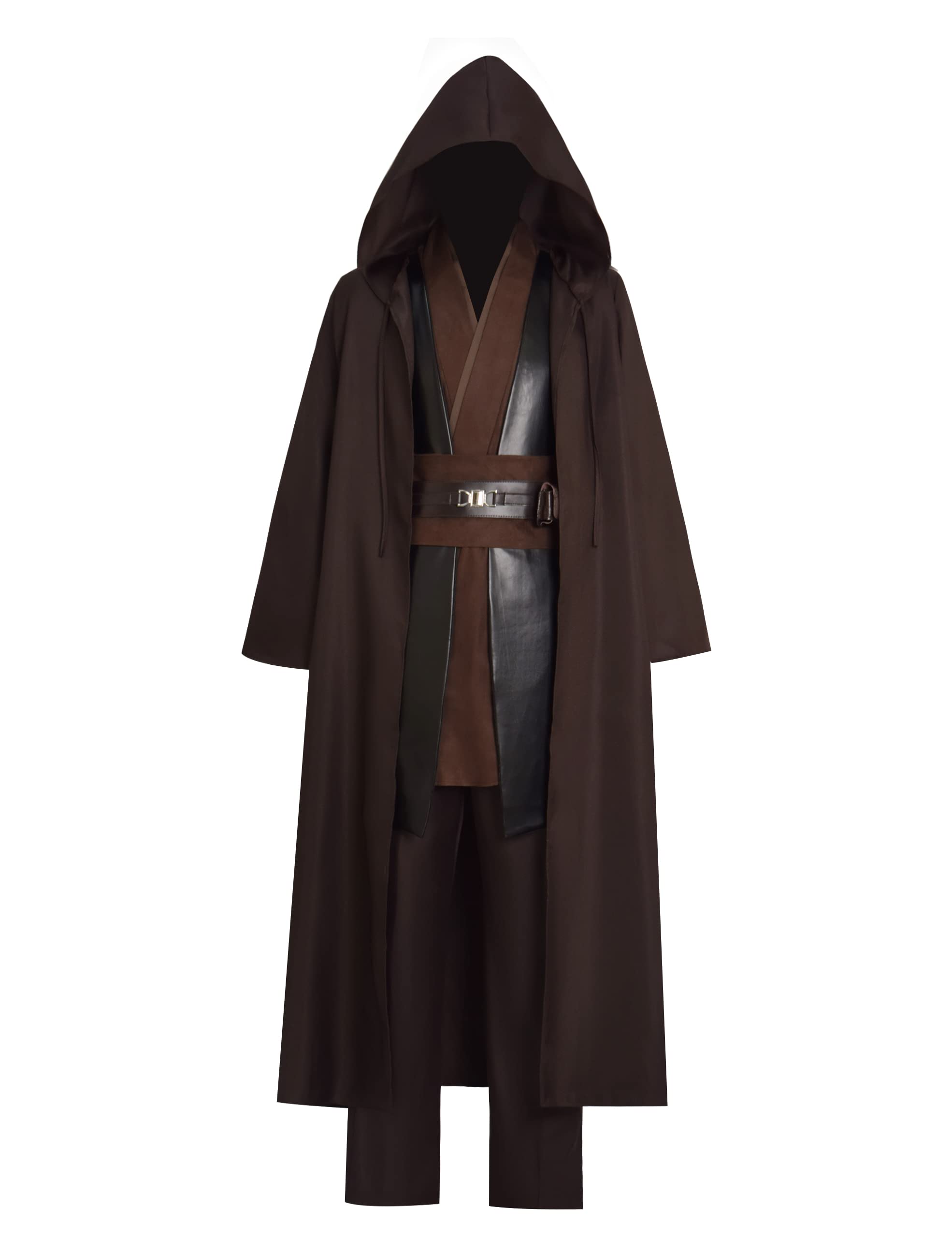 Photo 1 of Mayerilby Knight Costume Adult Halloween Costume Tunic Hooded Robe For Men(Coffee, L)