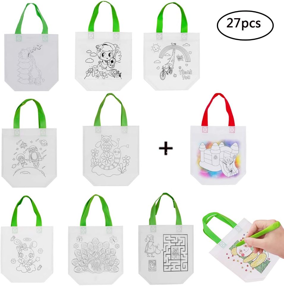 27 PCS DIY Graffiti Party Goodie Bags,Kids Tote Bags Candy Bags for Halloween,Christmas,Thanksgiving,Donate Bags,Festive Gifts, Birthday Gifts,Art Theme Party