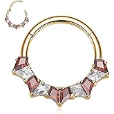 PEAKLINK 16G Septum Clicker Ring - Gold, Silver, Rose Gold - 8mm - Body Piercing Ring