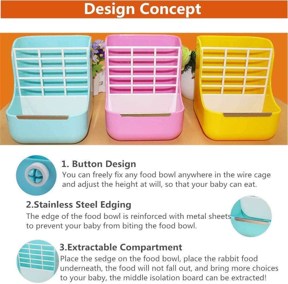 Rabbit Feeder Bunny Guinea Pig Hay Feeder, Hay Food Bin Feeder, Hay and Food Feeder Bowls Manger Rack for Rabbit Guinea Pig Chinchilla and Other Small Animals (White) - Image 5