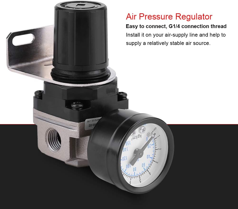 Pneumatic Air Pressure Regulator, Adjustable Air Pressure Compressor Control Valve Gauge G1/4 Connection, Popular, Default - Image 3