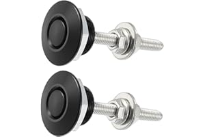 Motoforti Black Bumper Quick Release Lock Latch Aluminum Alloy Hood Pin Lock Push Button Bonnet - Pack of 2 Long-lasting