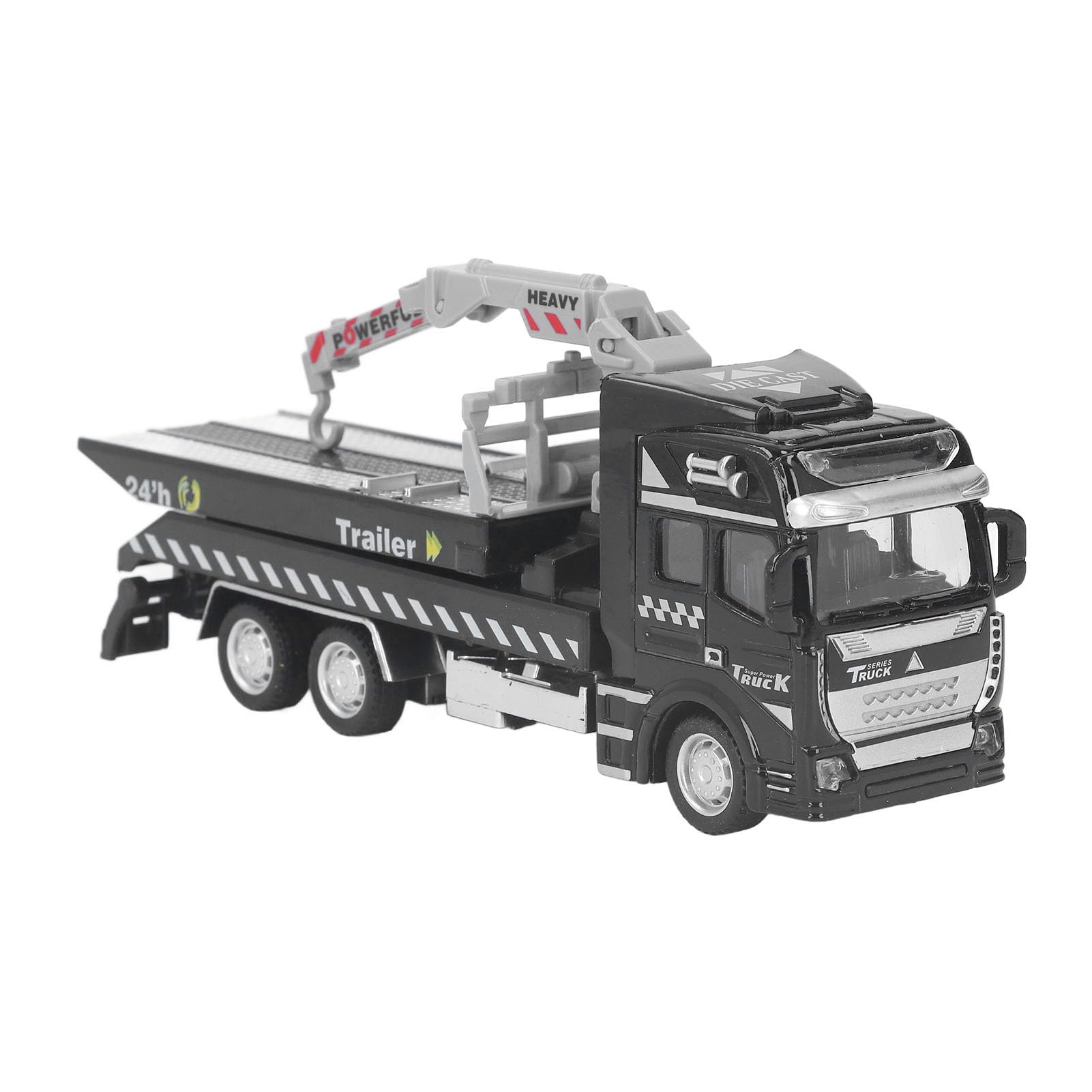 Gonetre Tow Truck Model Metal Alloy Pullback Toy Car Realistic Rescue Vehicle with Moving Trailer Arm for Kids Toddlers 19.9cm Length