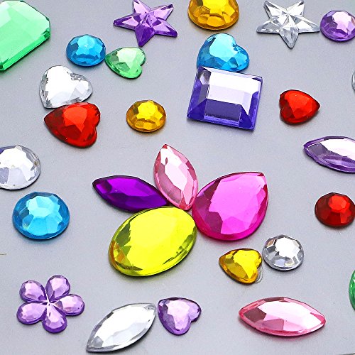 JPSOR 544pcs 8 Sheets Self-Adhesive Rhinestone Sticker Bling Craft Jewels Crystal Gem Stickers, Assorted Size