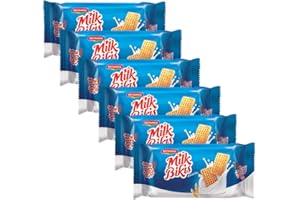 BRITANNIA Milk Bikis Biscuits 3.17oz (90g) - Kids Favorite Breakfast & Tea Time Snacks (Pack of 6)