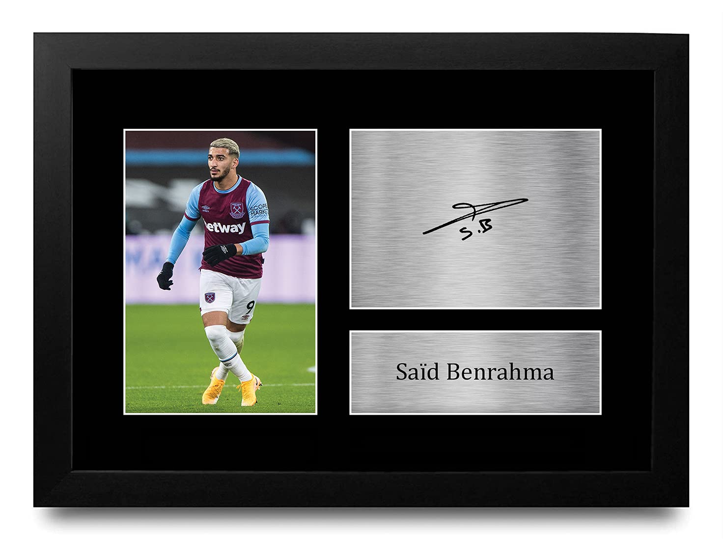 HWC Trading FR A4 Said Benrahma West ham United Gifts Printed Signed Autograph Picture for Football Fans and Supporters - A4 Framed