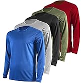 5 Pack Men's Mesh Long Sleeve Shirts - Athletic Breathable Quick-Dry Tops for Running & Gym Training, Hiking