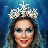 Kilshye Starfish Mermaid Tiara Silver Seashell Bridal Crown Beach Wedding Hair Accessories for Women