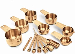 2LB Depot Copper Color Plated Measuring Cups & Spoons Set of 14