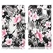 Samsung Galaxy Note 4 Case-Cellularvilla Pu Leather Wallet Card Flip Open Pocket Case Cover Pouch For Samsung Galaxy Note 4 SM-N910S / Note 4 SM-N910C (Black Pink Flower)