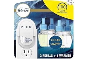 Febreze Plug In Air Freshener, Odor-Fighting Scented Oil Starter Kit, Home, Bathroom, Kitchen, Long Lasting for Strong Odors,