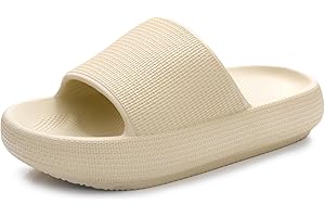 QIGEGE Pillow Slippers for Women and Men Cloud Slippers House Slides Shower Sandals Recovery Foam Slippers Ultimate Comfort, Lightweight, Thick Sole, Non-Slip, Easy to Clean
