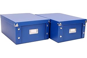 Snap-N-Store CD Storage Box - Pack of 1/2 - Durable Disc Holder with Lid to Store for Discs (2 Pack - Doublewide CD, Classic Blue)