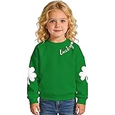 Blithestars Toddler Baby Girl St. Patricks Day Sweatshirt Lucky Clover Shamrock Graphic Shirt Long Sleeve Irish Pullover Tops
