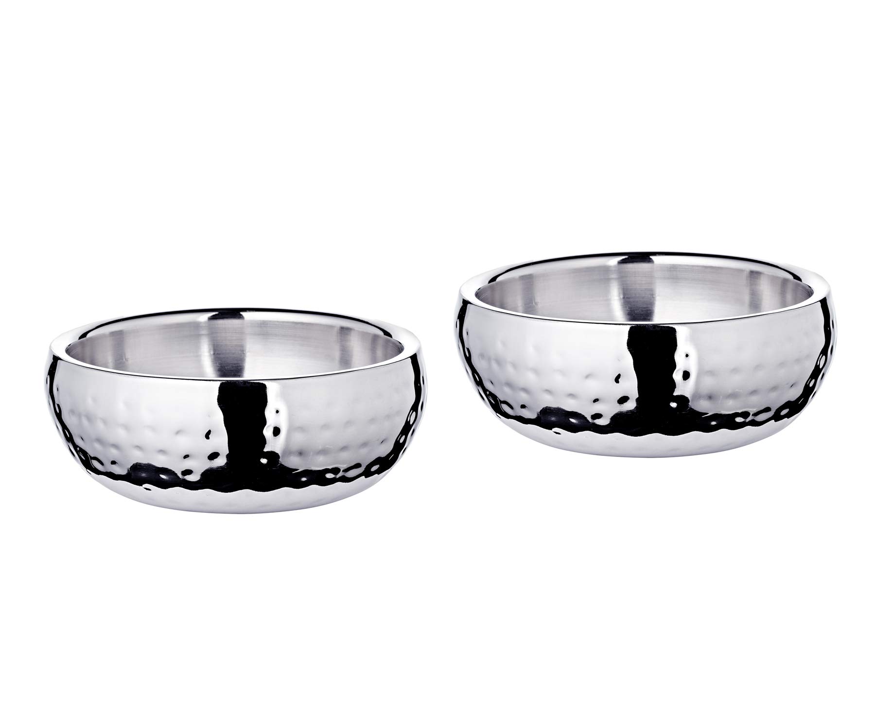 Edzard Set of 2 Pluto Bowls, Stainless Steel, Hammered on The Outside, Diameter 4,7 in