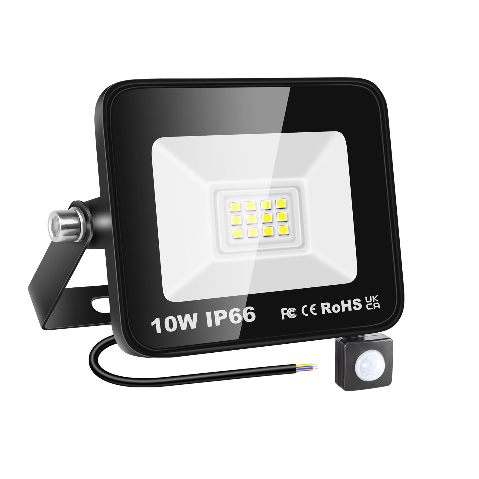 RIGIDON 10W Motion Sensor Light Outdoor 1000LM Super Bright LED Flood Outdoor Lights 6000K Daylight White IP66 Waterproof Security Lights for Garden, Garage, Yard, Sports Ground, Patio (watts, 10)
