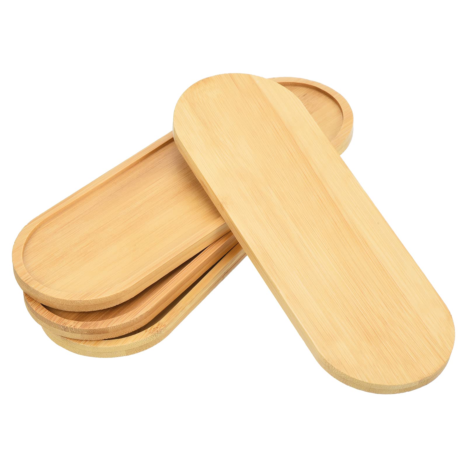 PATIKIL Plant Pot Saucer 9x3 Inch, 4 Pack Bamboo Oval Flower Drip Tray for Home Indoor