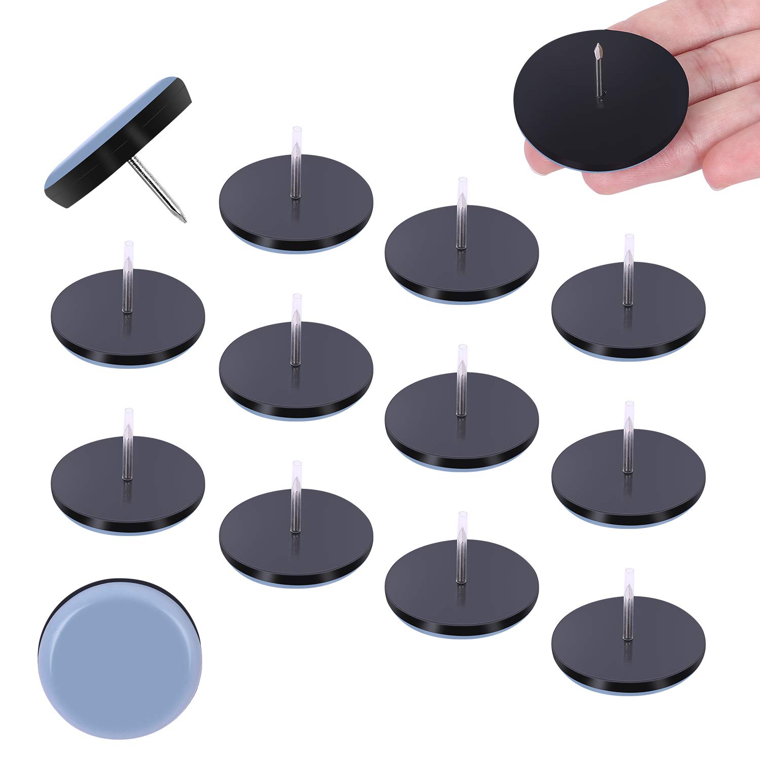 AIRUJIA 40 PCS Furniture Glides, 5/8 inch Furniture Slides Nail on Chair Table Leg Floor Protectors for Hardwood Dinning Wooden Chair, Teflon Easy Moving Chair Leg Pads