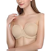 JOATEAY Strapless Bra for Women Push Up Full Figure Multiway Underwire Plus Size Bra Non-Slip Support