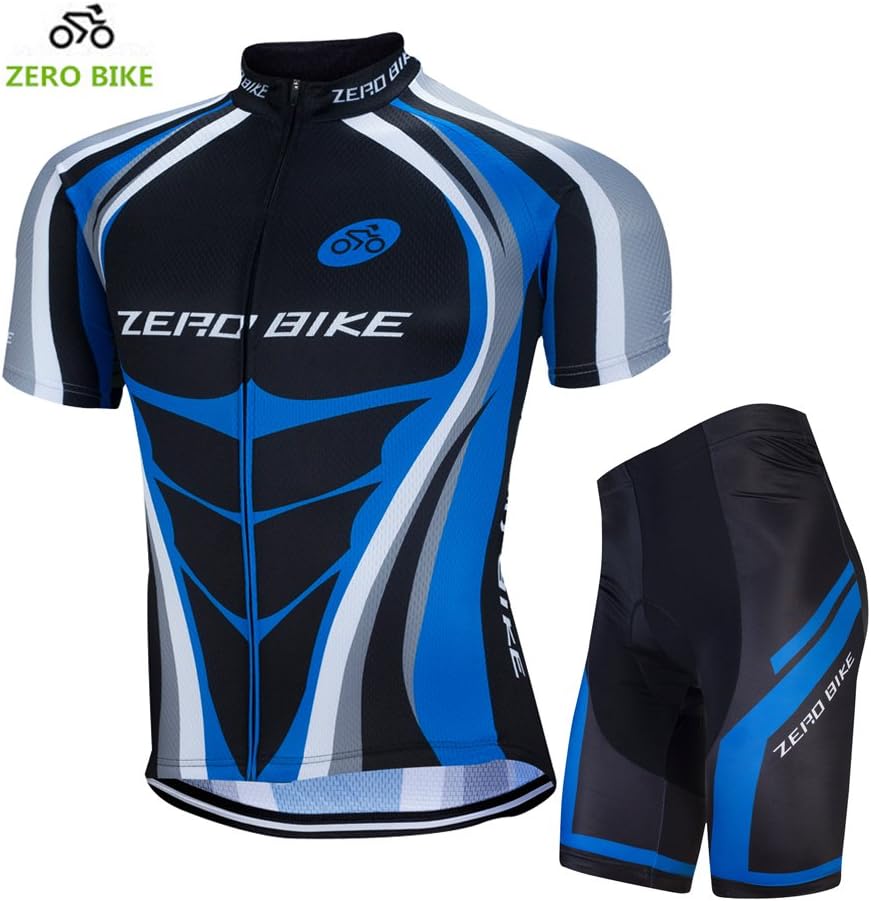 ZEROBIKE Men's Short Sleeve Breathable Cycling Jersey Padded Pant Outdoor Sports Wear Breathable Quick Dry: Clothing