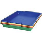Constructive Playthings Messy Trays for Paint, Water and Sand Toys | Classroom Supplies, Toddler Toys for Creative Play, Set of 4 Trays, Ages 3 Years and Older