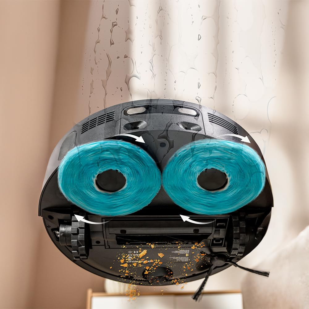 Cecotec Saugroboter mit Wischfunktion mit selbstentleerender Basis und IA Conga X70, Saugmotor, 15000 Pa, 4-in-1-Basis, Lasertechnologie, rotierende Mops, Seitenbürste, App und Bluethooth 4