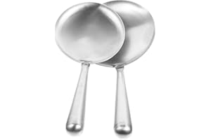 Ciieeo Stainless Steel Tofu Spoons 2pcs Set Small and Large Heat-Resistant Flat Handheld Rice and Food