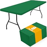 Smiry 8 Pack Rectangle Picnic Table Cloth, Waterproof Elastic Fitted Tablecloths, Washable Polyester Rectangular Patio Table Cover for Camping, Indoor and Outdoor (Hunter Green, 30"x72")