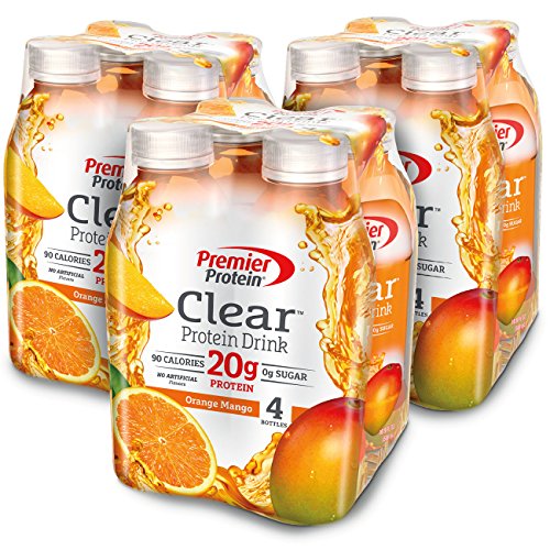 Premier Protein Clear Drink, Orange Mango, 16.9 fl oz Bottle, 12 Count