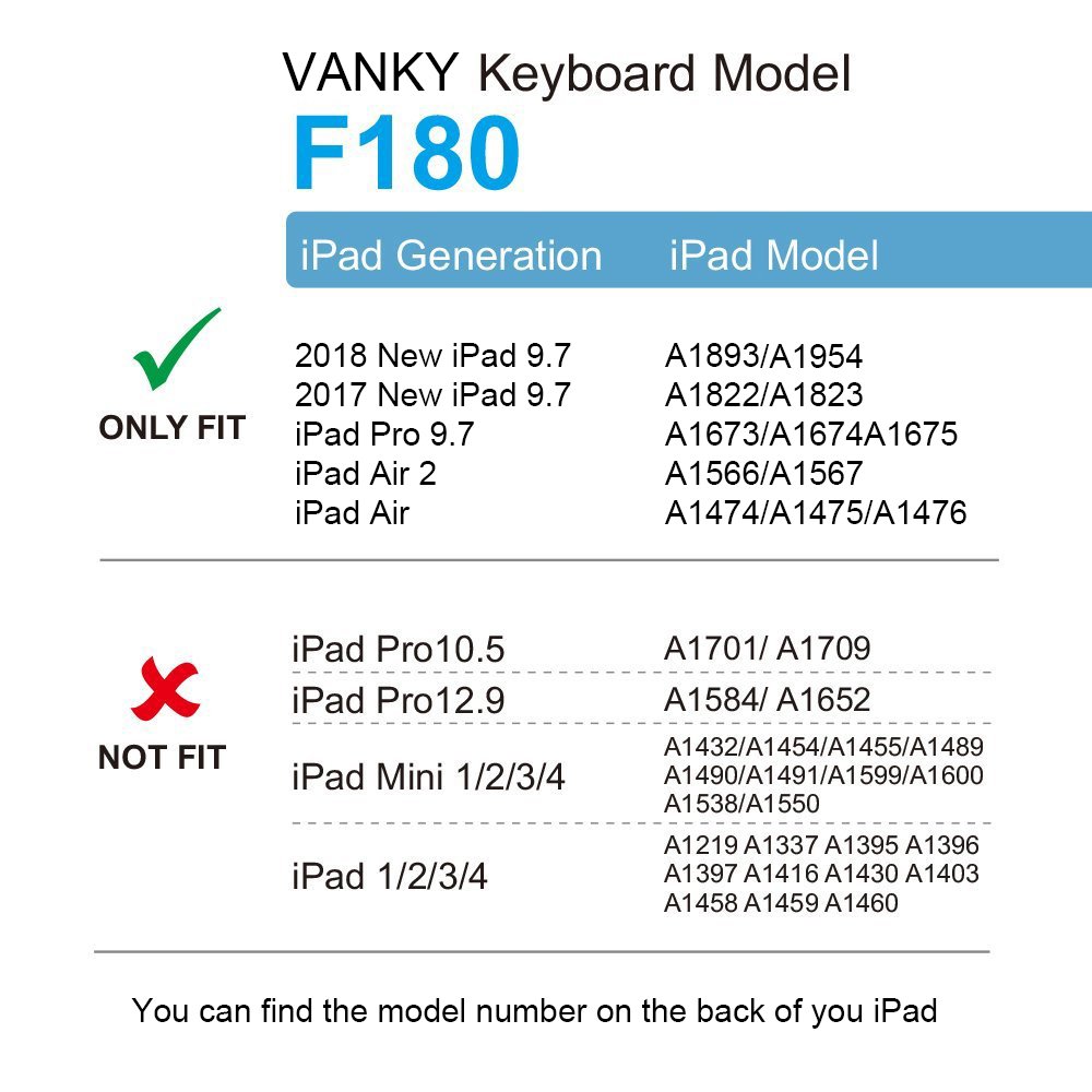 Amazon.com: iPad Keyboard Case for iPad 2018 (6th Gen),iPad 2017(5th  Gen),iPad Pro 9.7,iPad Air2 & 1, VANKY 360 Rotate Wireless/Bluetooth -Thin  & Light ...