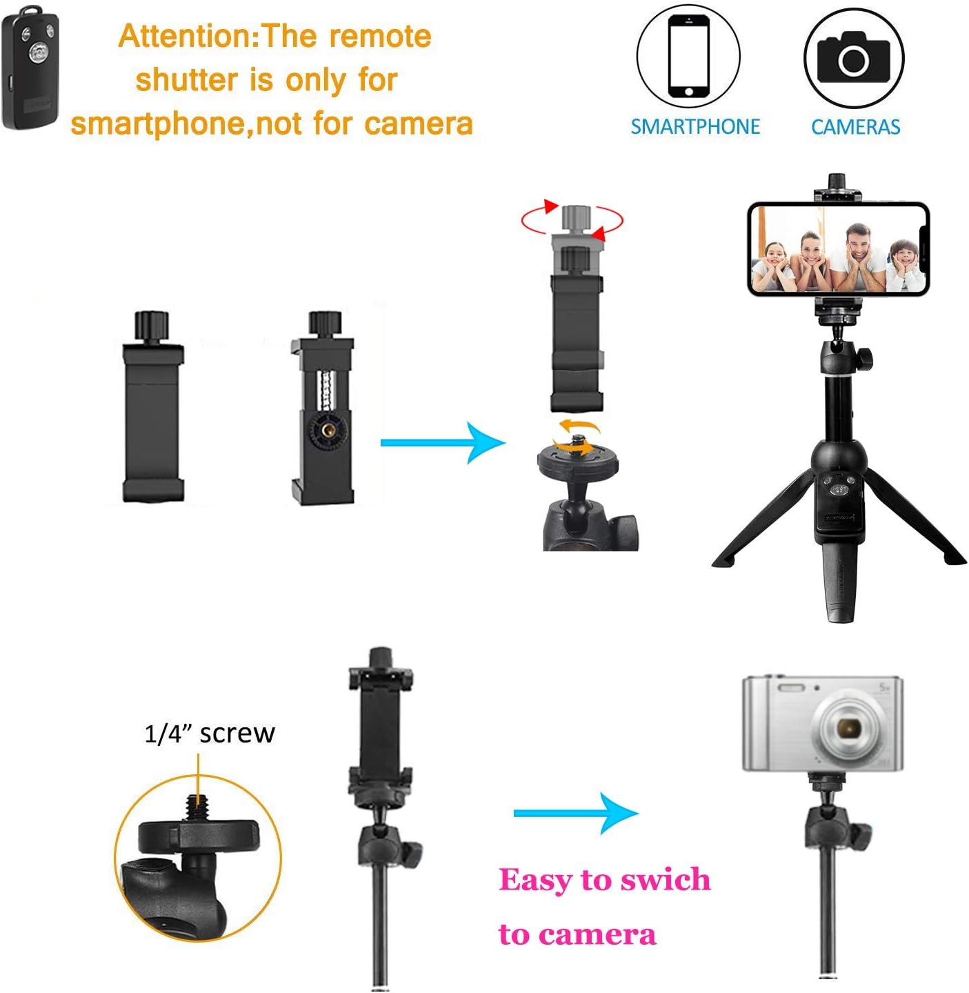 Bluehorn All in one Portable 40 Inch Aluminum Alloy Selfie Stick Phone Tripod with Wireless Remote Shutter for iPhone 12 11 pro Xs Max Xr X 8 7 6 Plus, Android Samsung Smartphone Vlogging Live Stream: Camera & Photo
