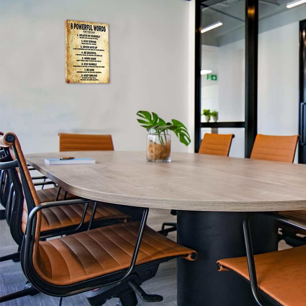 Canvas Print Wall Art 8 Powerful Words 12" x 16" inches Motivational Classroom Poster Painting Modern Gallery Wrapped Canvas Print Picture Artwork for Bedroom, Office, Living Room, Kitchen, Home Decorations, Hanging Accessories Included: Posters & Prints