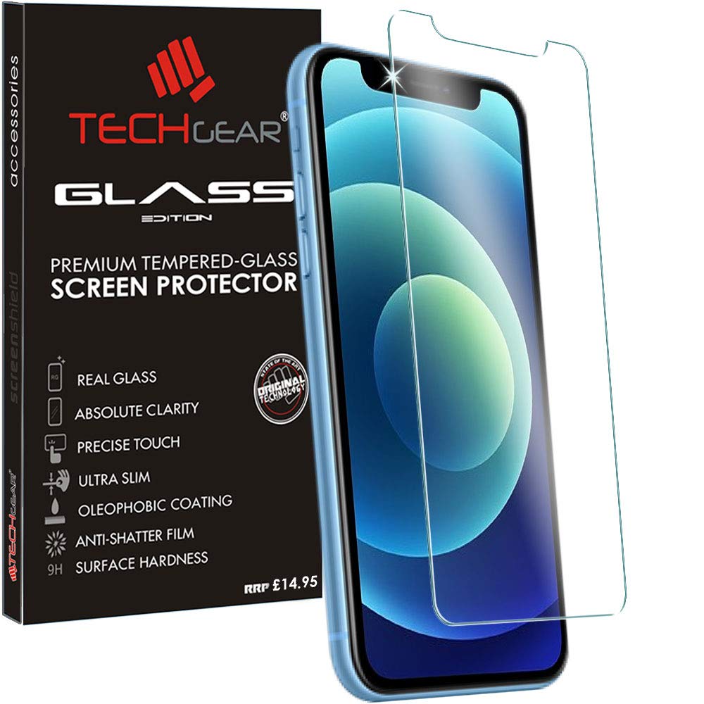 TECHGEAR GLASS Edition for iPhone 12, iPhone 12 Pro 6.1" Tempered Glass Screen Protector Cover [2.5D Round Edge] [9H Hardness] [Crystal Clarity] [Scratch-Resistant] [No-Bubble]