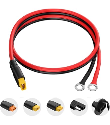 XT60i To O Ring Terminal Cable - 5FT 10AWG Extension Cable For Lipo Batteries & Power Stations