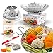 Large Folding Vegetable Steamer Basket insert 100% Stainless Steel, Fits 5/6/8 qt Instapot Electric Pressure Cooker, BONUS TOOLS Safety Tool, Multifunction Peeler, Pairing Knife, Healthy Recipes eBook
